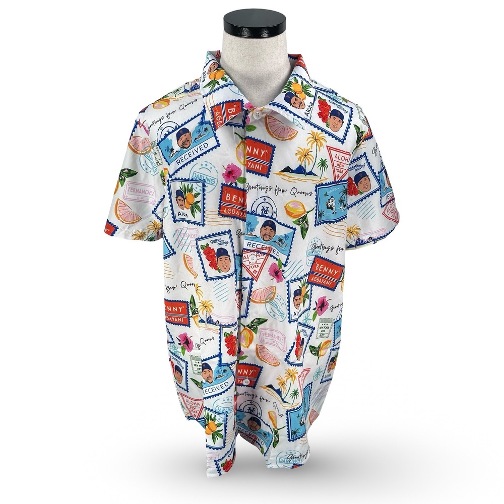 Coyote New York Mets Benny Agbayani Postcard Short Sleeve Hawaiian Shirt